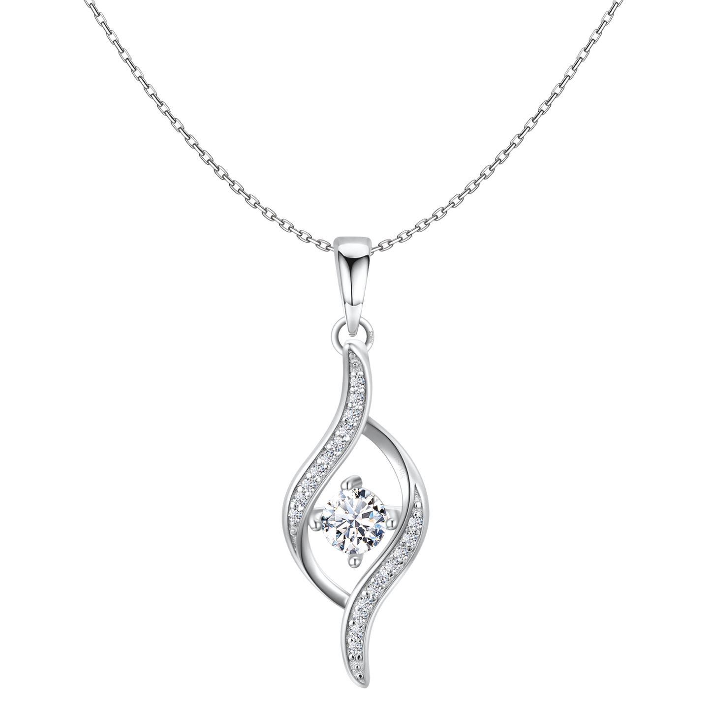 Studded Dew Drop Solitaire Pendant in 92.5 Sterling Silver With Diamond like Brilliance Zirconia HighSpark