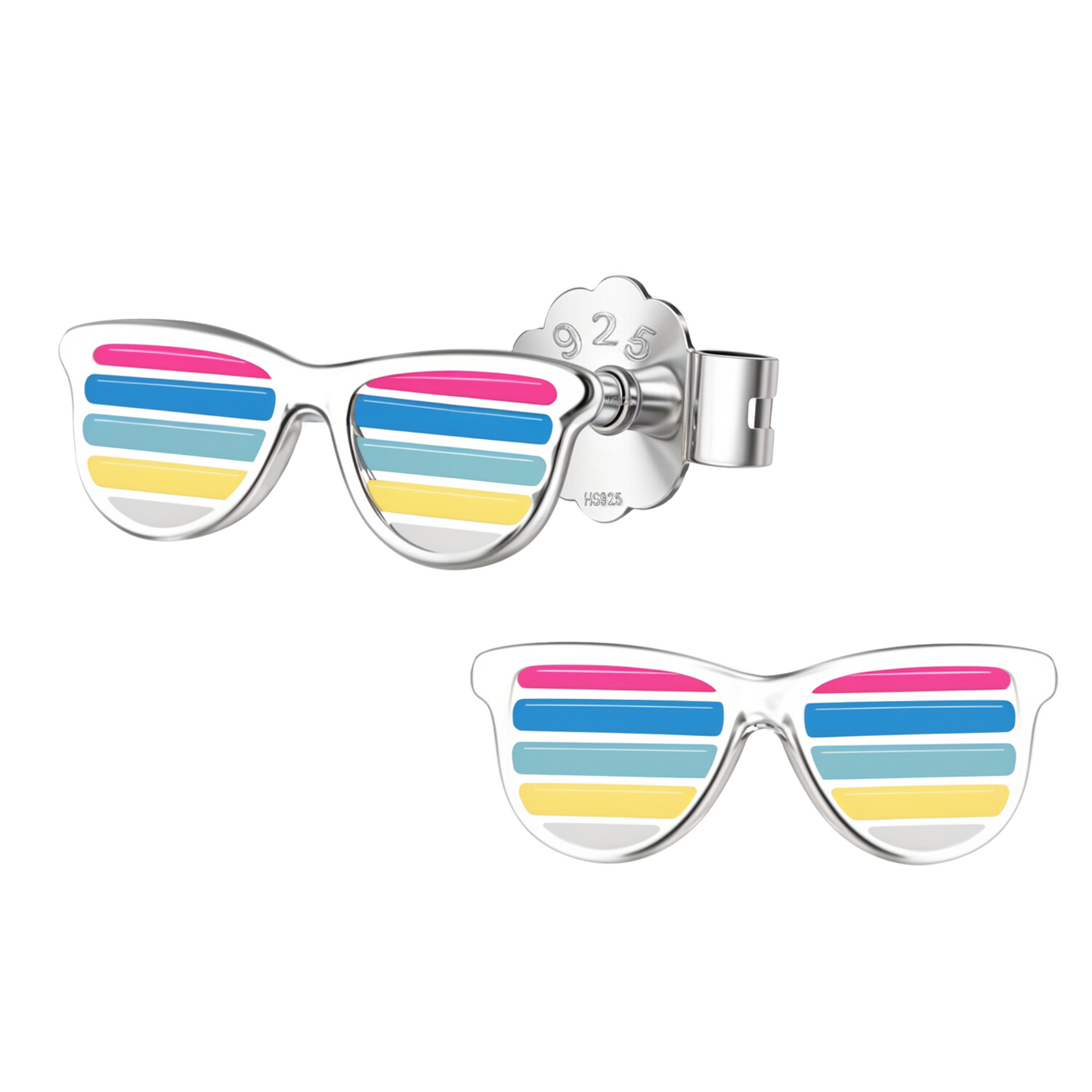 Summer Breeze Sunglasses Cute Enamel Stud Earrings in 925 Sterling Silver HighSpark
