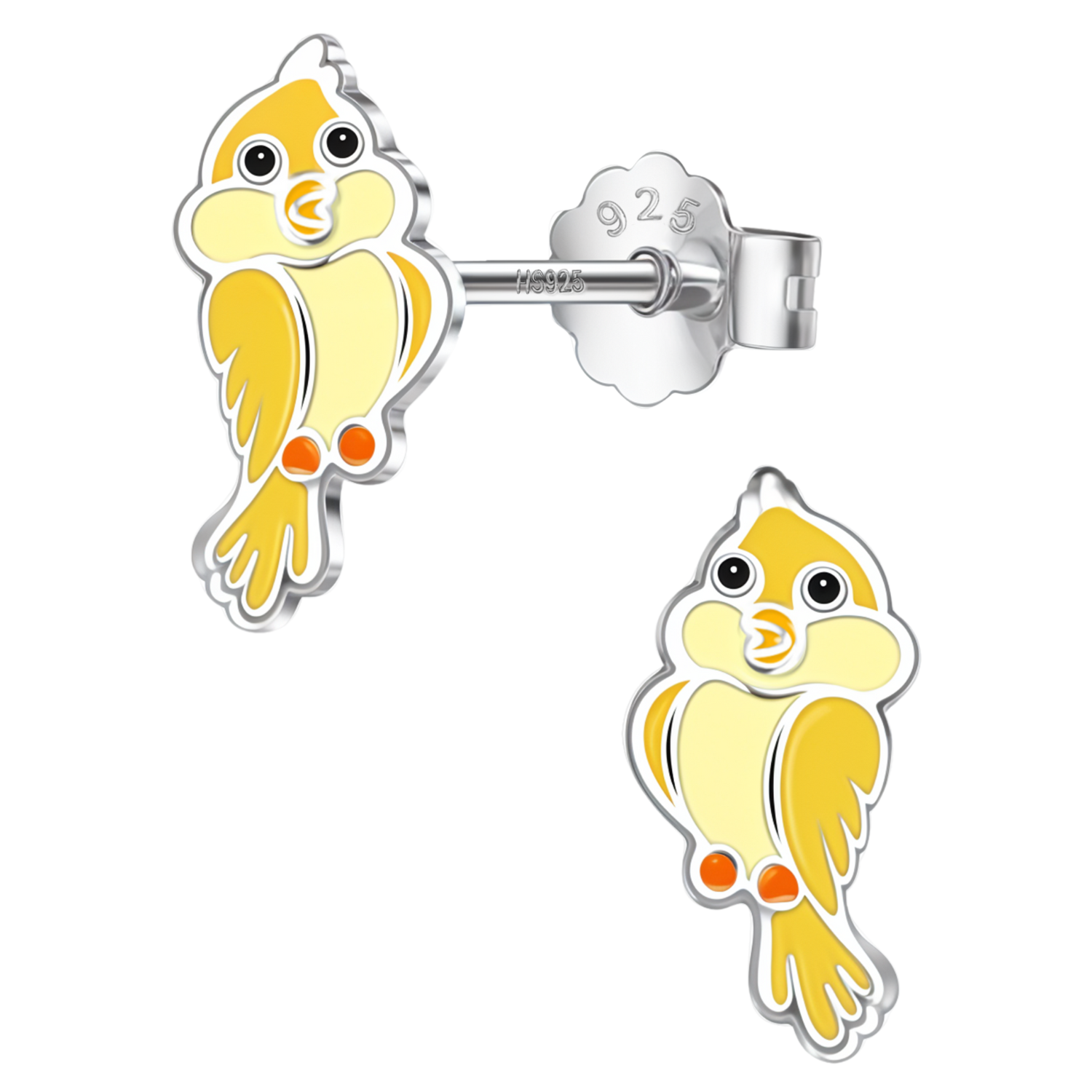 Sunshine Bird Cute Enamel Stud Earrings in 925 Sterling Silver HighSpark