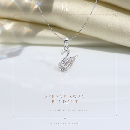 Swan Grace Solitaire Pendant in 92.5 Sterling Silver With Diamond like Brilliance Zirconia HighSpark