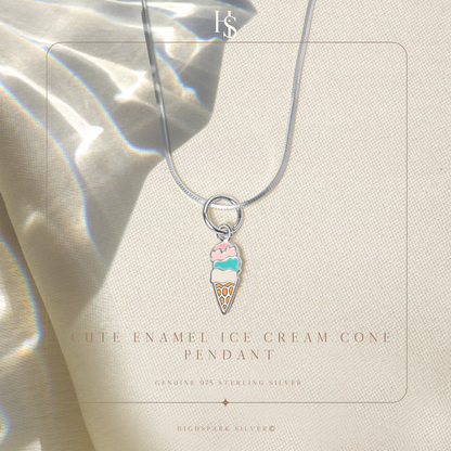 Sweet Delight Icecream Cute Enamel Pendant in 925 Sterling Silver HighSpark