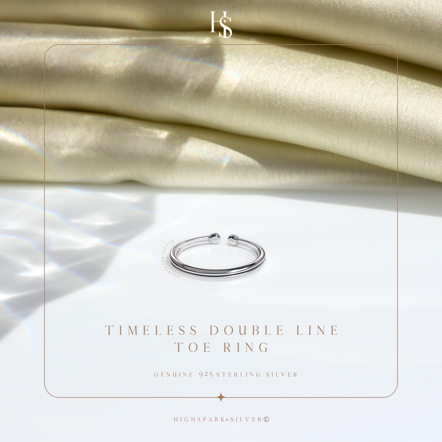 Timeless Double Line Toe Ring - Band Ring - 925 Sterling Silver - 1 Piece HighSpark