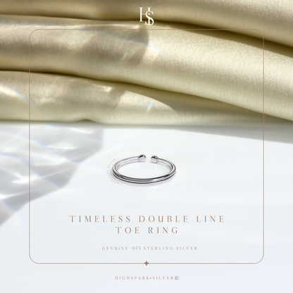 Timeless Double Line Toe Ring - Band Ring - 925 Sterling Silver - 1 Piece HighSpark