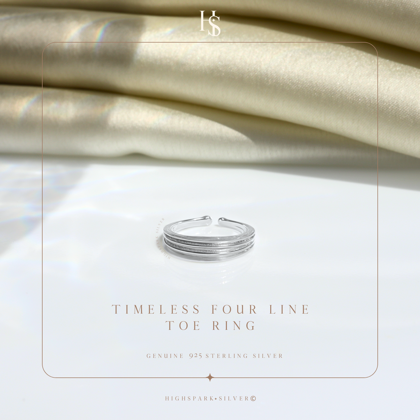 Timeless Four Line Toe Ring - Band Ring - 925 Sterling Silver - 1 Piece HighSpark