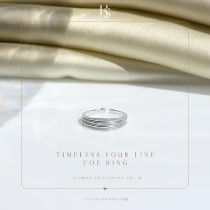 Timeless Four Line Toe Ring - Band Ring - 925 Sterling Silver - 1 Piece HighSpark