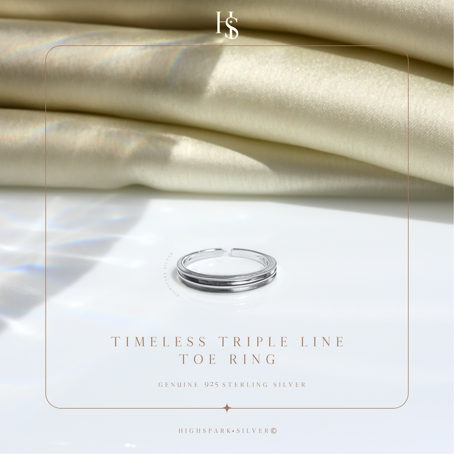 Timeless Triple Line Toe Ring - Band Ring - 925 Sterling Silver - 1 Piece HighSpark