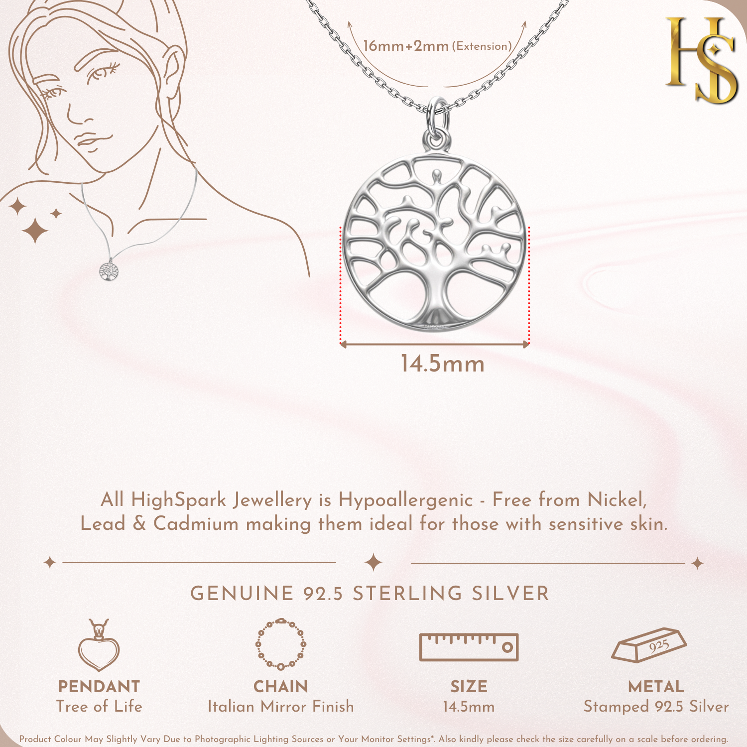Tree of Life Pendant in 92.5 Sterling Silver For Women HighSpark