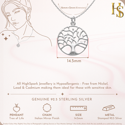 Tree of Life Pendant in 92.5 Sterling Silver For Women HighSpark