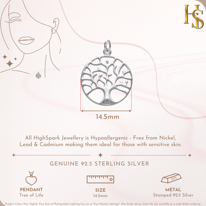 Tree of Life Pendant in 92.5 Sterling Silver For Women HighSpark