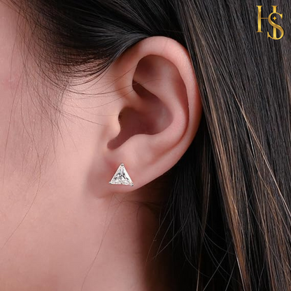Trillion Cut Solitaire Stud Earrings in 925 Sterling Silver with Diamond like Brilliance Zirconia HighSpark