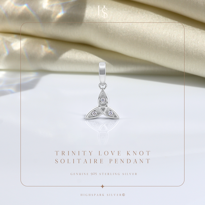Trinity Love Knot Solitaire Pendant in 92.5 Sterling Silver For Women HighSpark