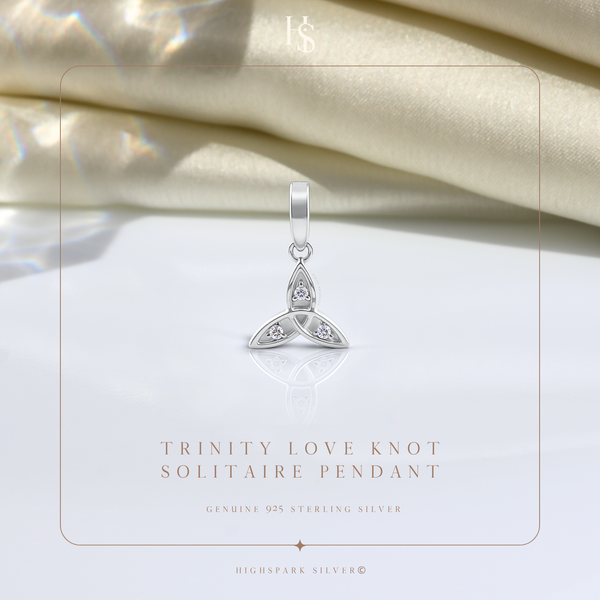 Trinity Love Knot Solitaire Pendant in 92.5 Sterling Silver For Women