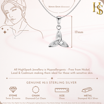 Trinity Love Knot Solitaire Pendant in 92.5 Sterling Silver For Women HighSpark