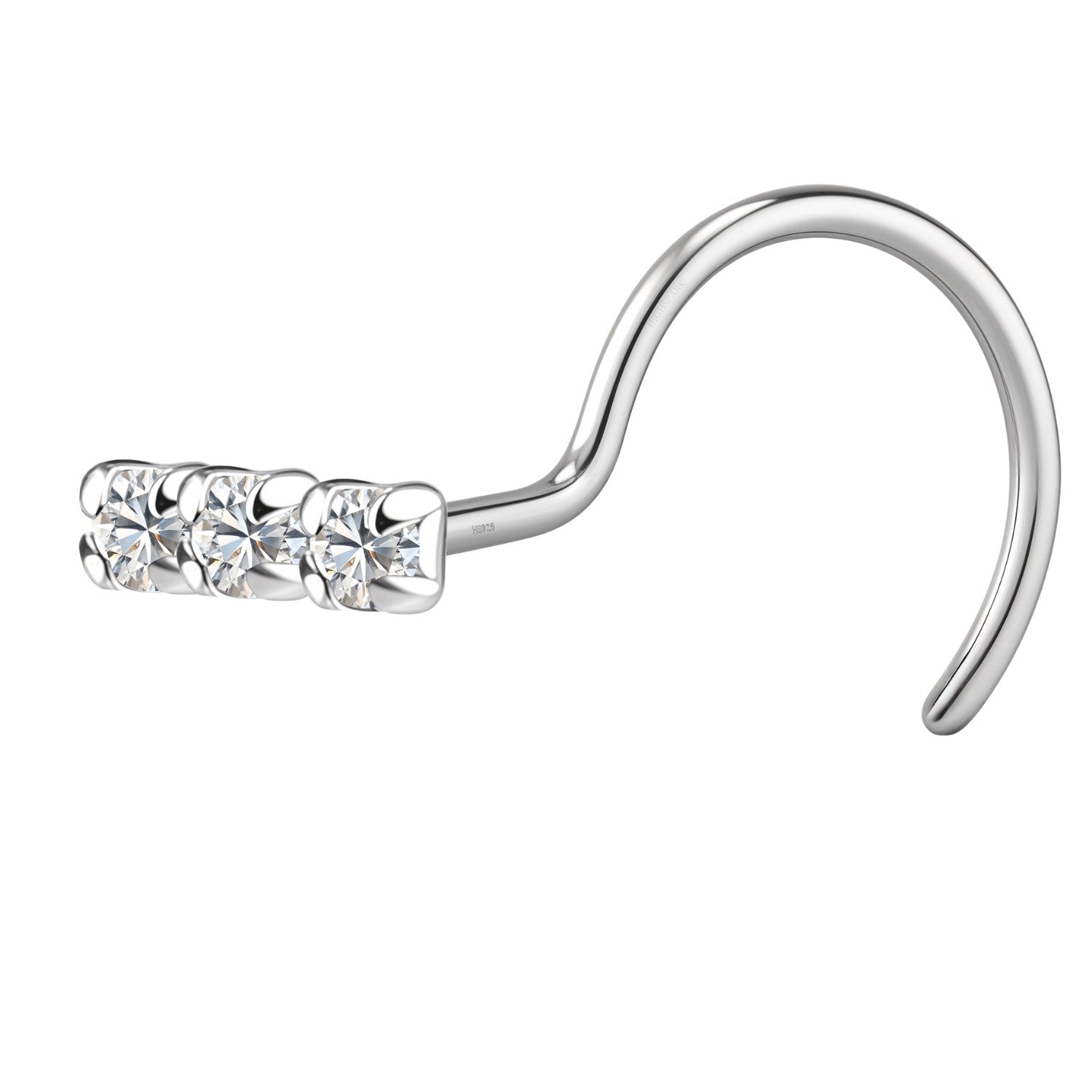 Triple Solitaire Nose Pin in 925 Sterling Silver For Women HighSpark