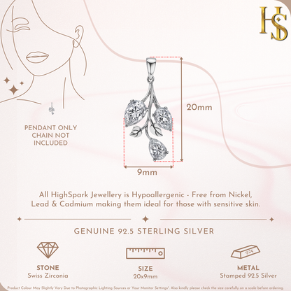 Tulip Flower Solitaire Pendant in 92.5 Sterling Silver With Diamond like Brilliance Zirconia HighSpark