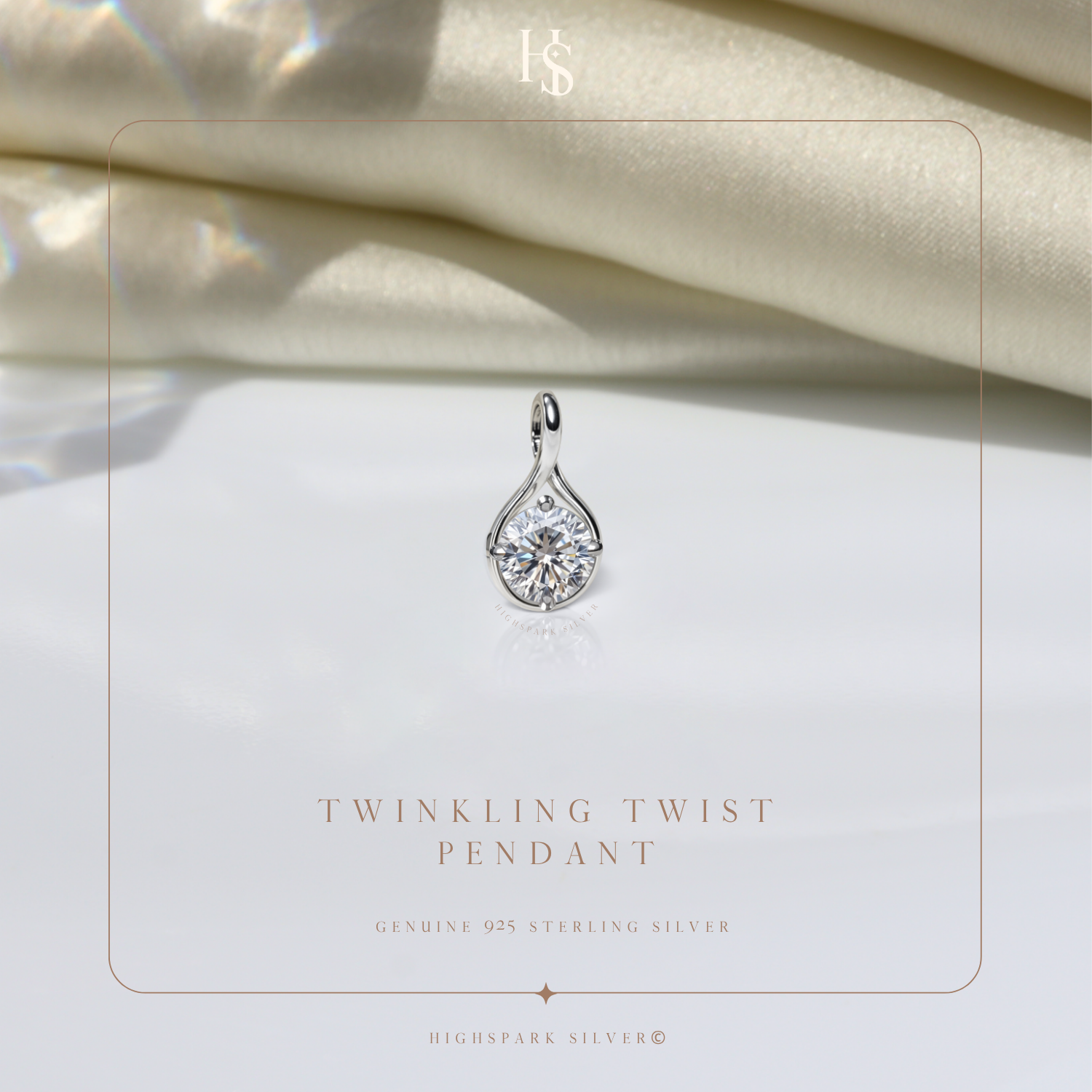 Twinkling Twist Pendant in 92.5 Sterling Silver For Women HighSpark
