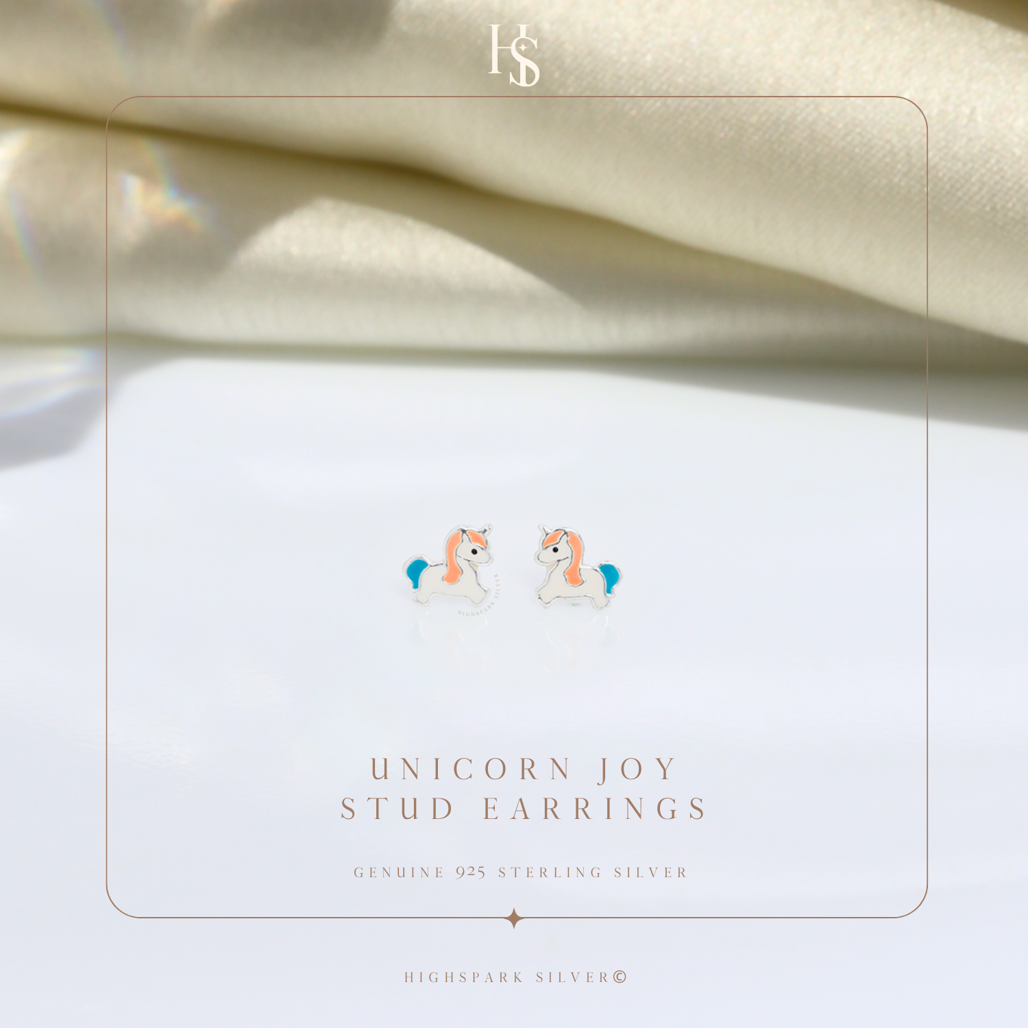 Unicorn Joy Cute Enamel Stud Earrings in 925 Sterling Silver HighSpark