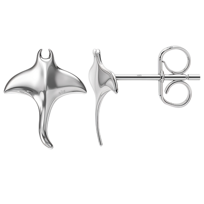 Unique Hawaiian Manta Ray Earrings in 92.5 Sterling Silver for Women HighSpark