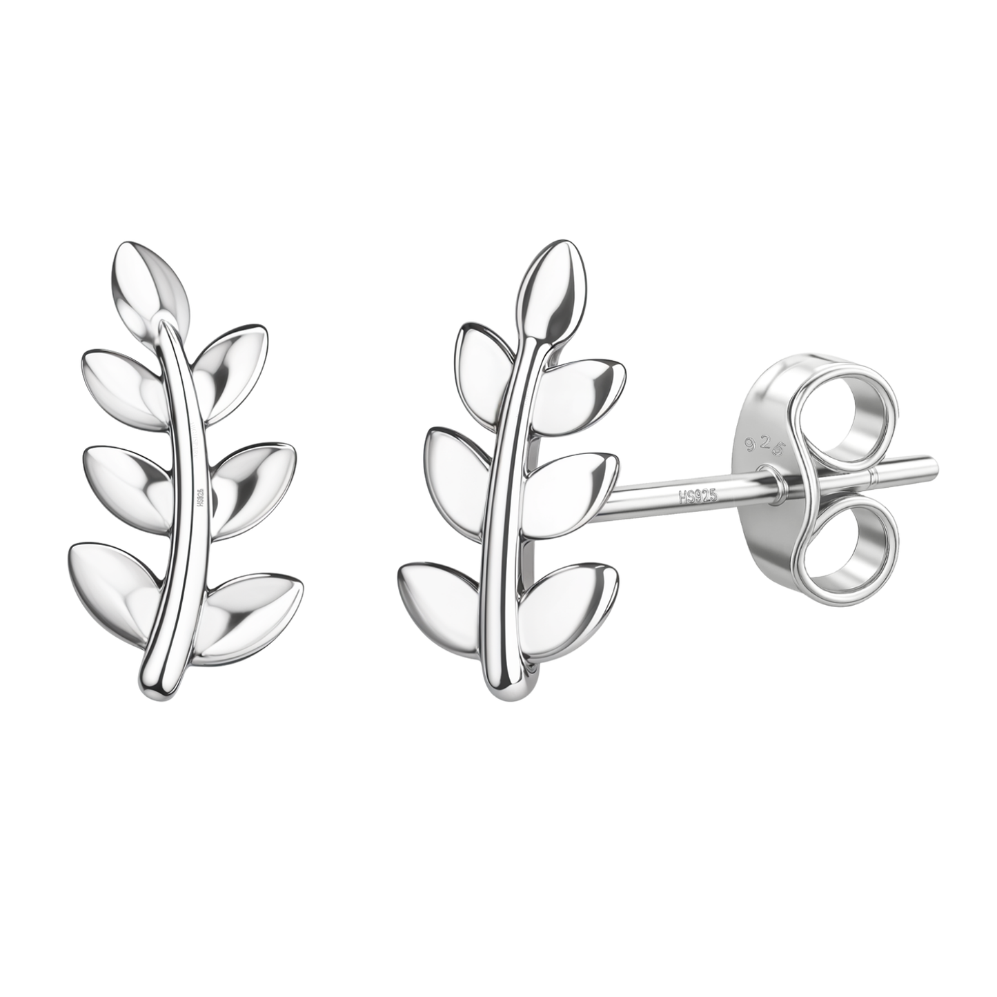 Whispering Leaf Stud Earrings in 925 Sterling Silver For Women HighSpark