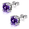 Amethyst Solitaire Earrings in 925 Sterling Silver