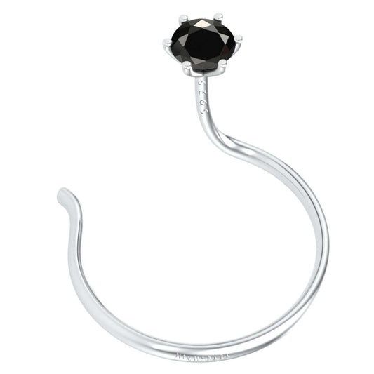 Nose pin in 92.5 Sterling Silver embellished with Black Zirconia
