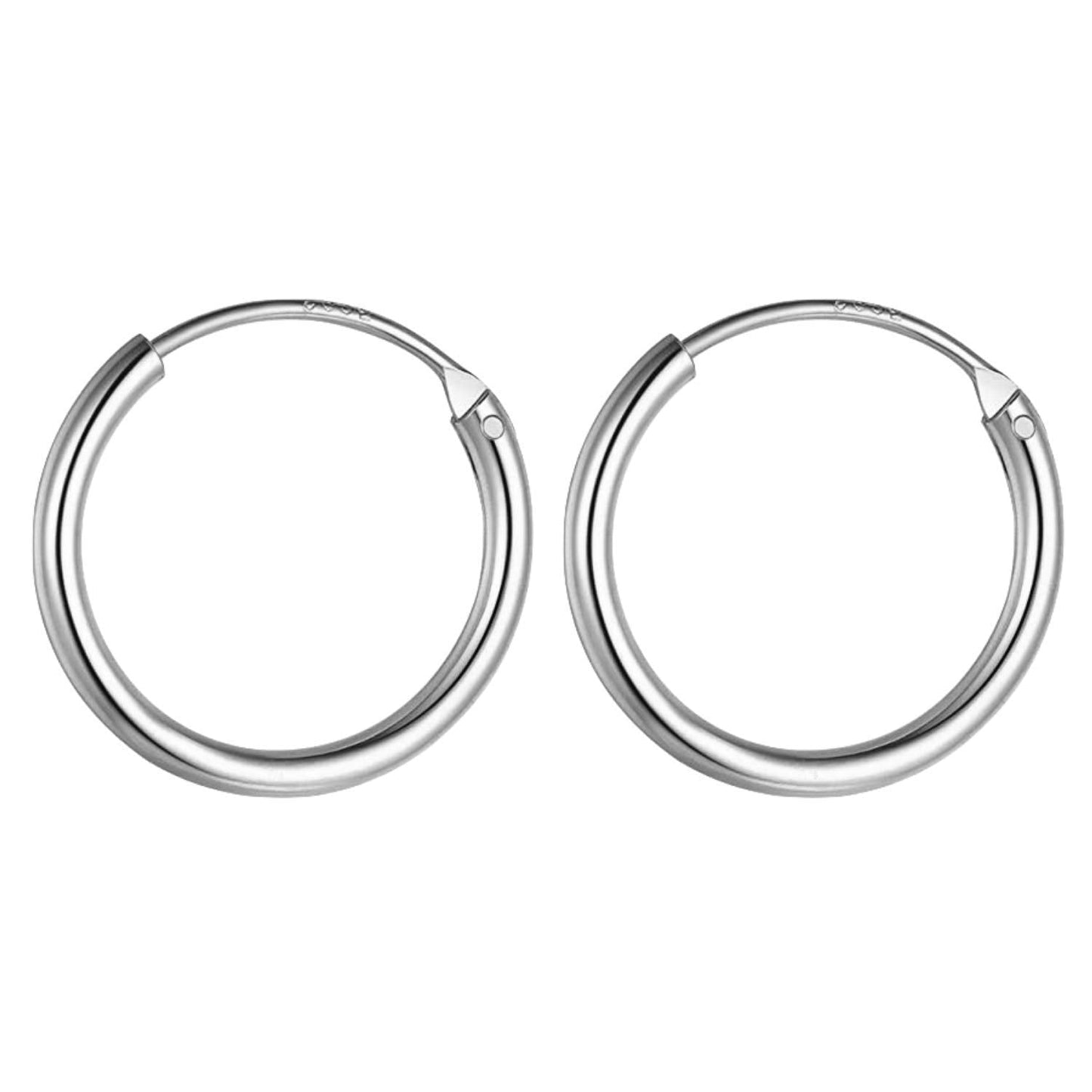 Classic Hoop Earrings - 92.5 Silver - 1.2mm Thickness - Small Sizes 10mm to 20mm