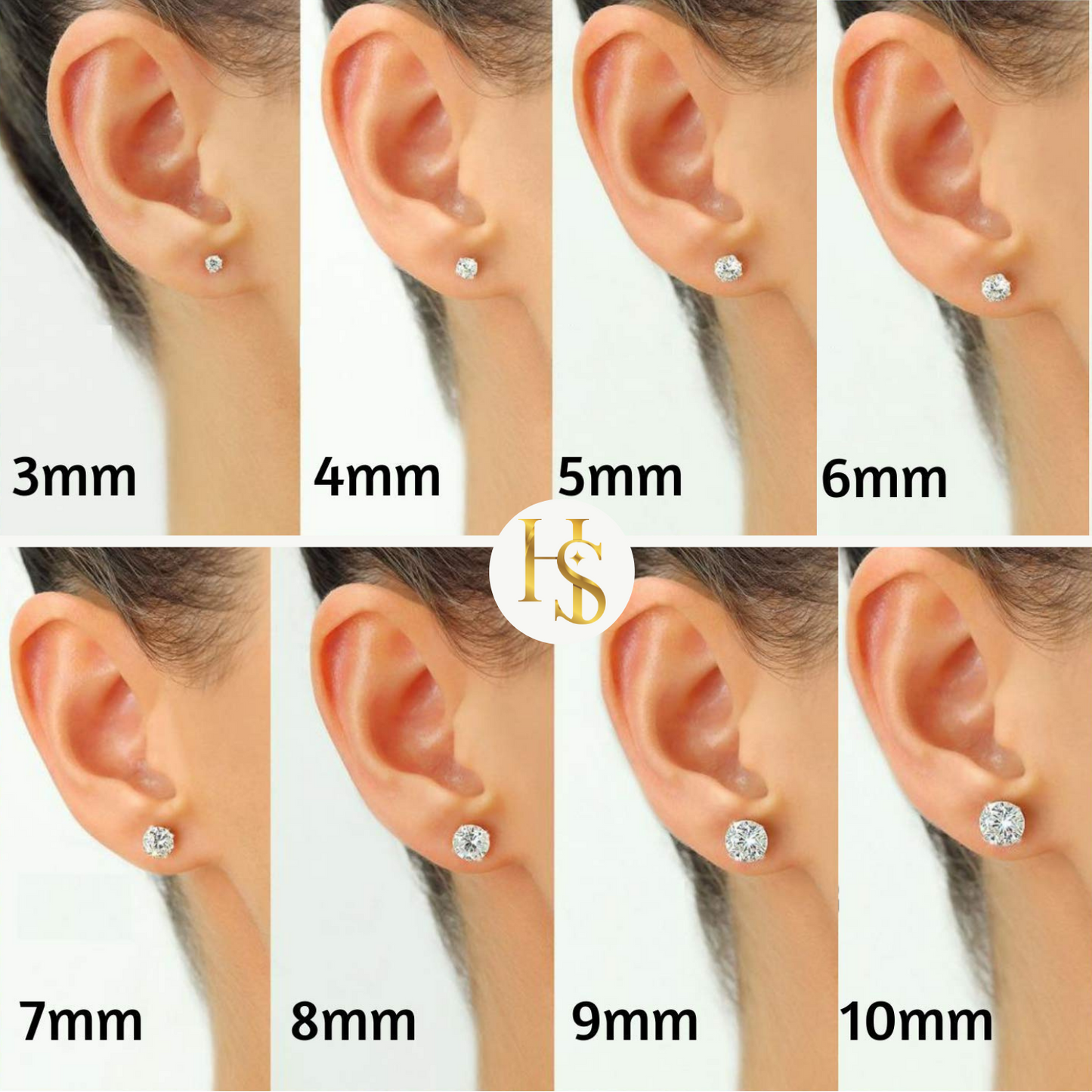 Screwback Solitaire Stud Earrings - 92.5 Silver - Round Cubic Zirconia Tops for everyday wear