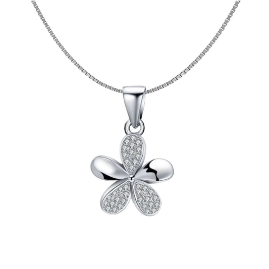 Flower Pendant in 92.5 Sterling Silver Studded with Zirconia