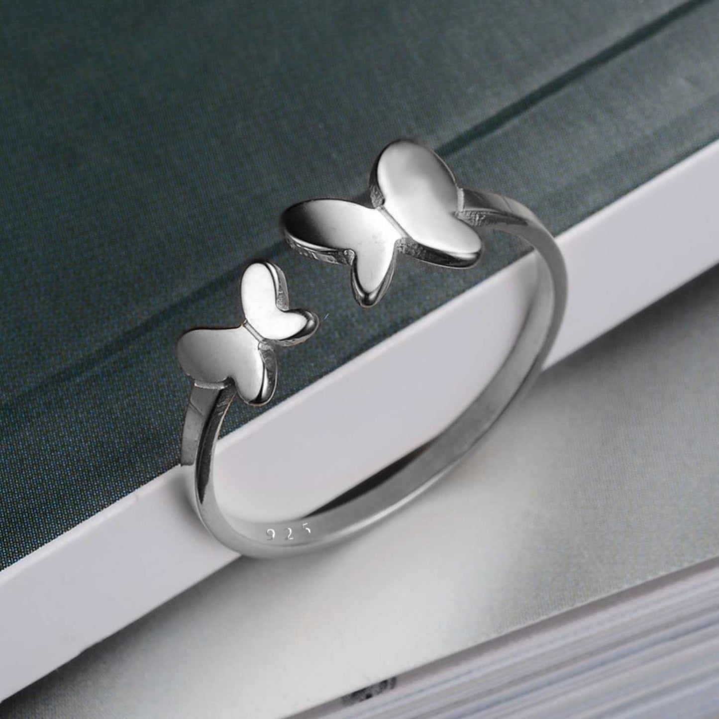Butterfly Ring Adjustable in 92.5 Sterling Silver