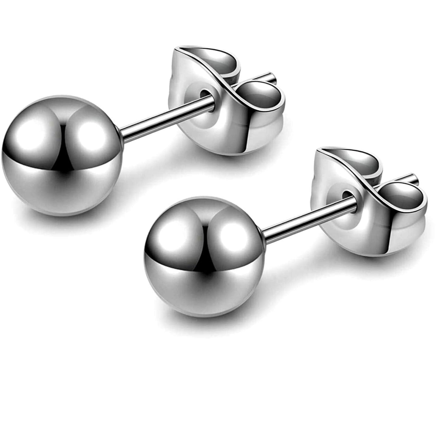 Silver Ball Earrings - Pure 92.5 Sterling Silver - Perfect for all type of piercings - Recommended by piercing studios