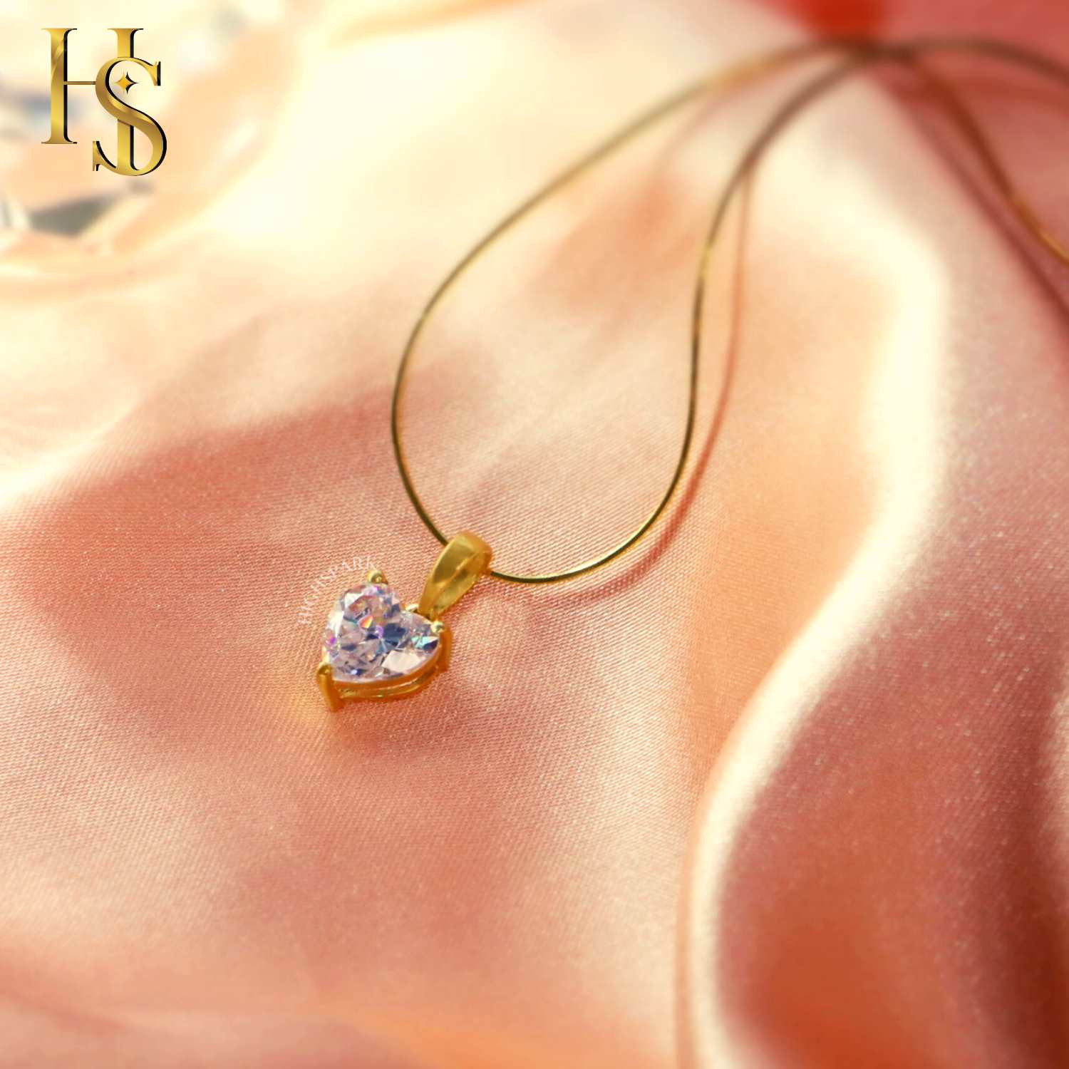 Gold Heart Solitaire Pendant with Chain embellished with Swarovski Zirconia in 18K Gold Finish - 92.5 Silver in 18K Gold Finish