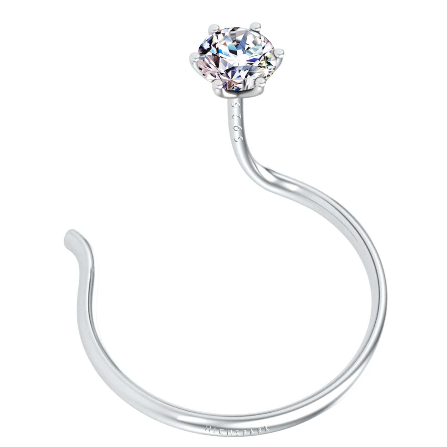 Nose Pin in 92.5 Sterling Silver embellished with Swarovski Zirconia