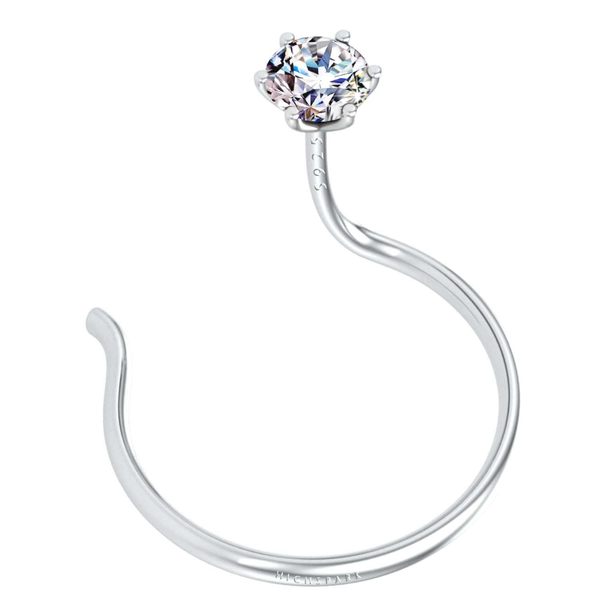 Nose Pin in 92.5 Sterling Silver embellished with Sparkling Zirconia