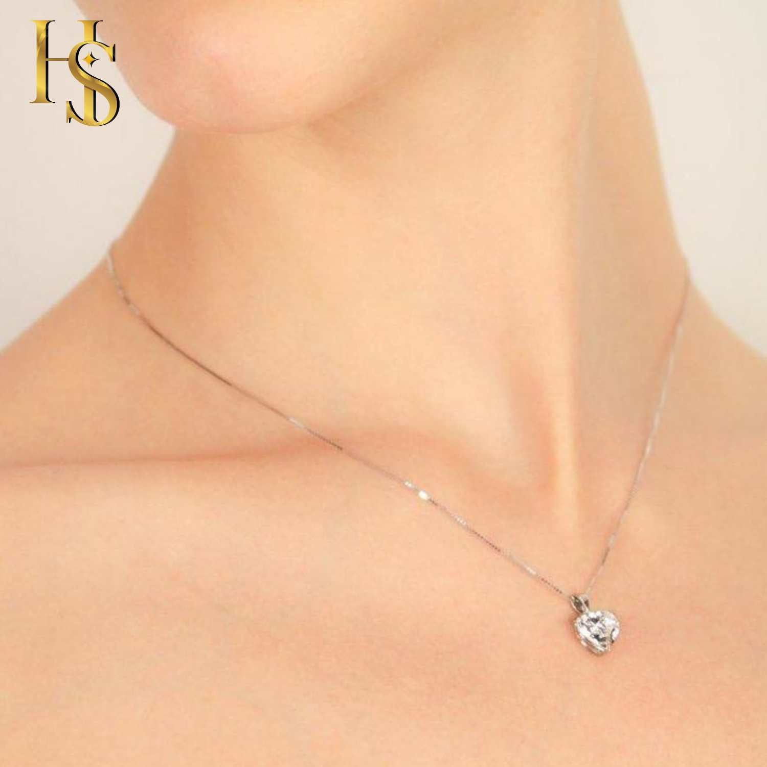 Heart Solitaire Pendant with Chain in 92.5 Silver embellished with Swarovski Zirconia