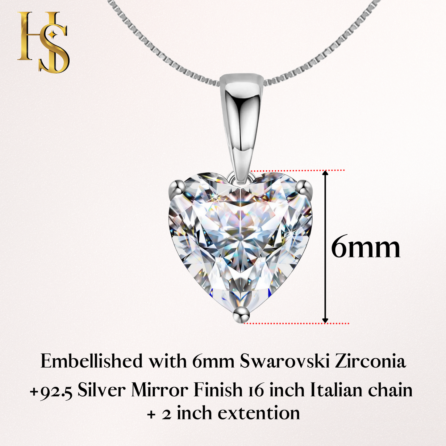 Heart Mini Solitaire Pendant with Chain in 92.5 Silver embellished with Swarovski Zirconia