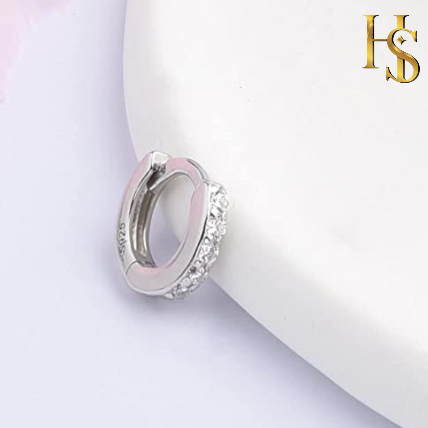 Studded Nose Ring in 92.5 Sterling Silver - Elegant Septum Ring / Nose Pin / Silver Nath