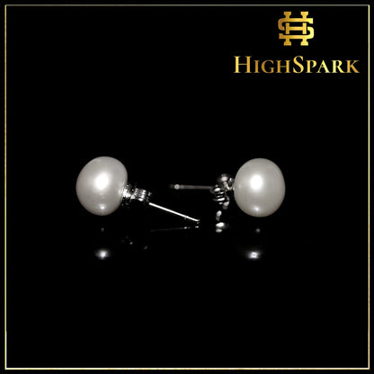 Pearl Freshwater Button Earrings in 8.5MM