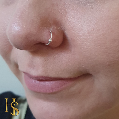 Nose Ring Ball in 92.5 Sterling Silver - Elegant Septum Ring / Nose Pin / Silver Nath- No piercing required