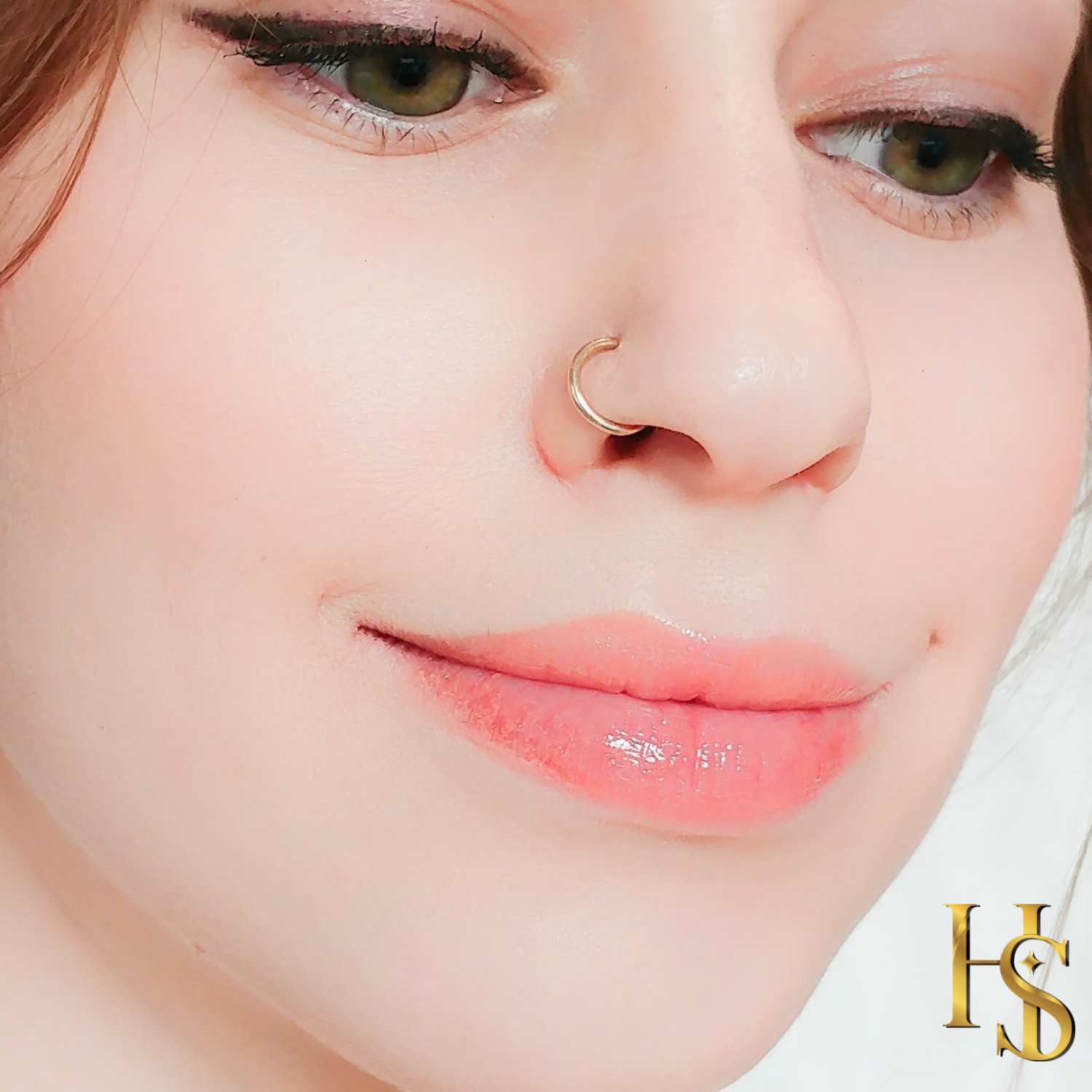 Nose Ring in 92.5 Sterling Silver - 18K Gold finish - Elegant Septum Ring / Nose Pin / Silver Nath