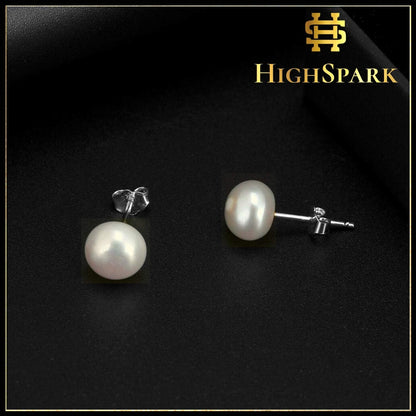 Pearl Freshwater Button Earrings in 8.5MM