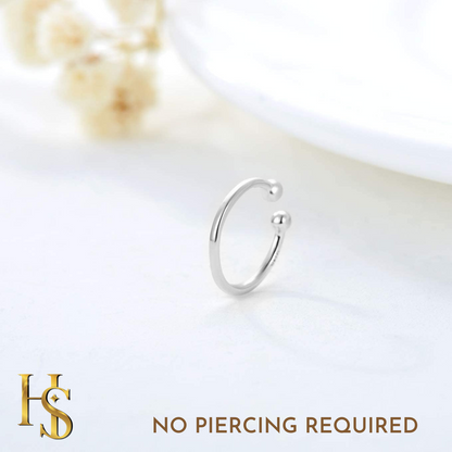 Nose Ring Ball in 92.5 Sterling Silver - Elegant Septum Ring / Nose Pin / Silver Nath- No piercing required