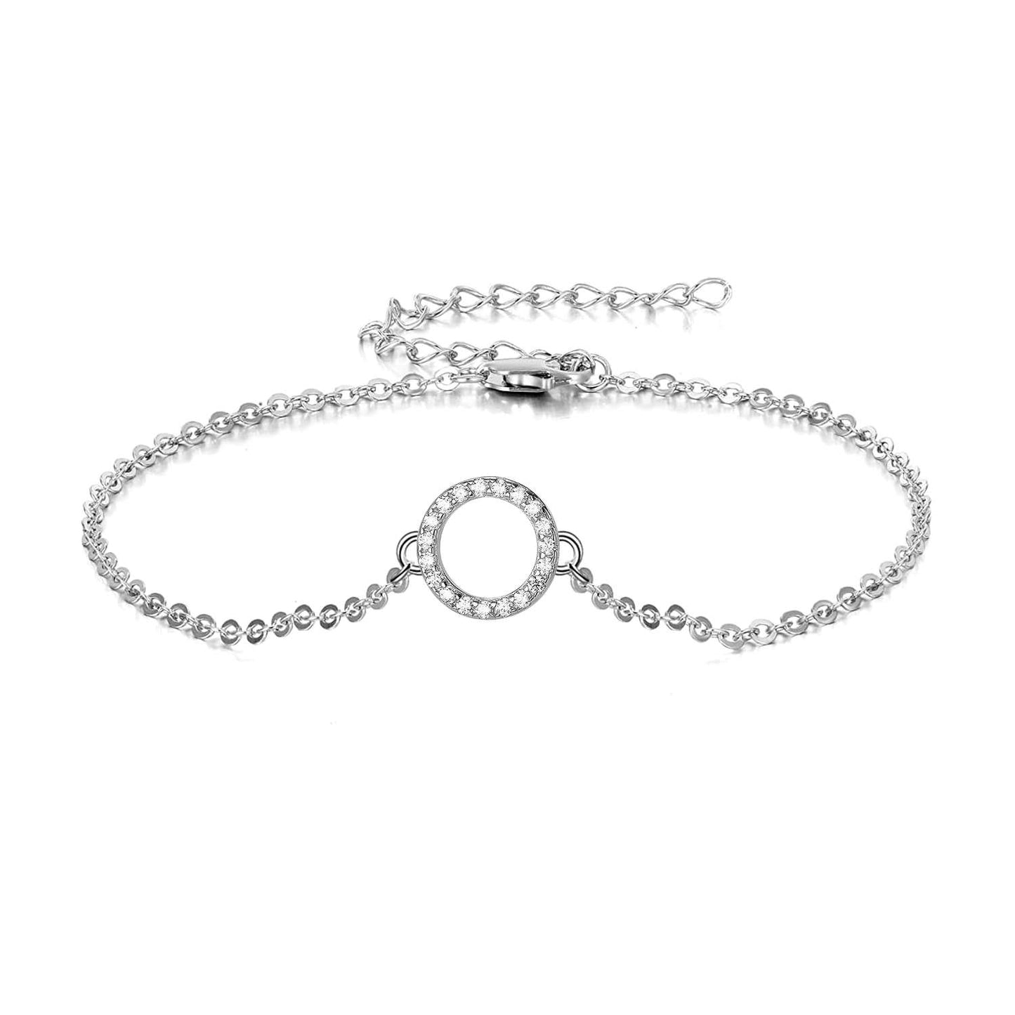 Circle Bracelet in 92.5 Silver studded with Swiss Zirconia - Circle of Life Celebrity Bracelet - Unity, Wholeness and Completeness