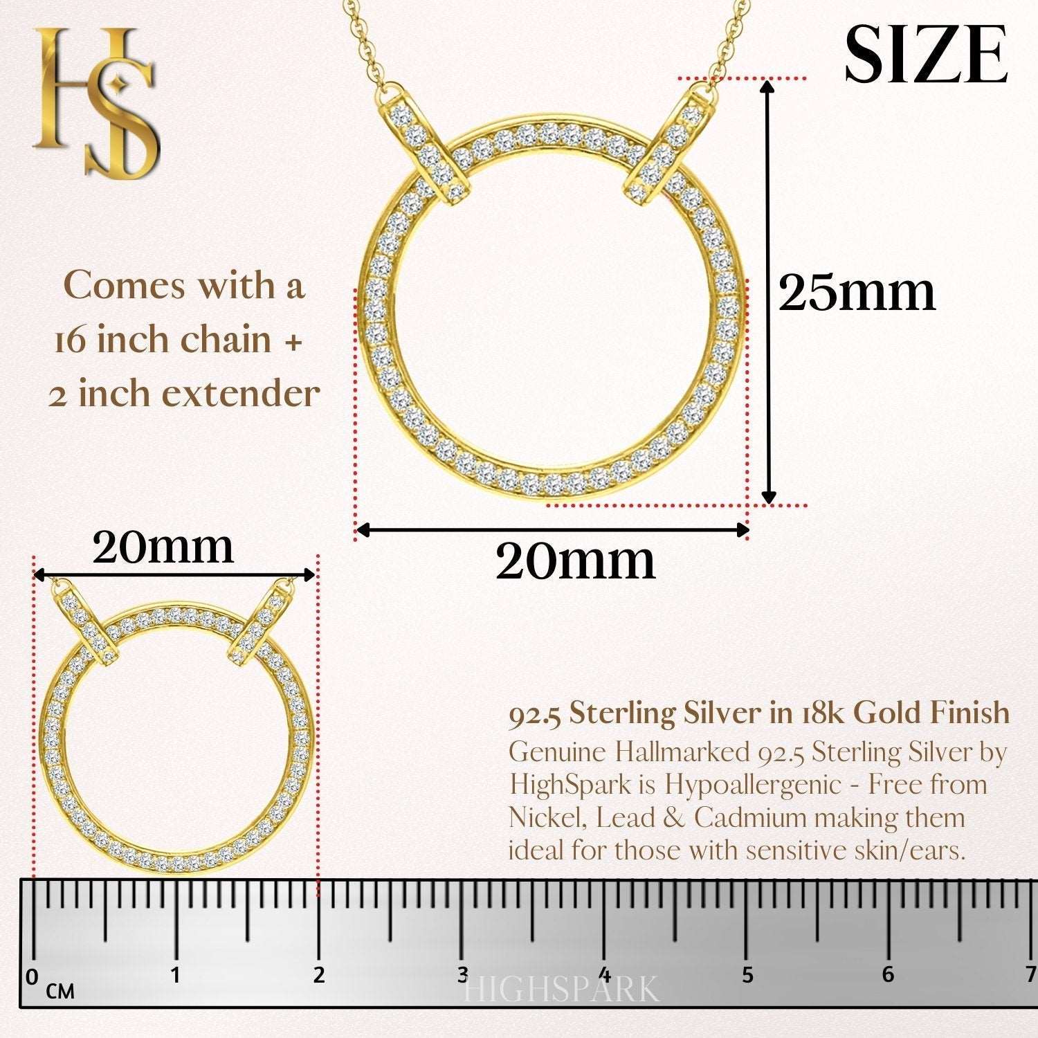 Circle of Life Celebrity Necklace in 92.5 Silver 18k Gold finish - Studded with Swiss Zirconia Unity, Wholeness and Completeness
