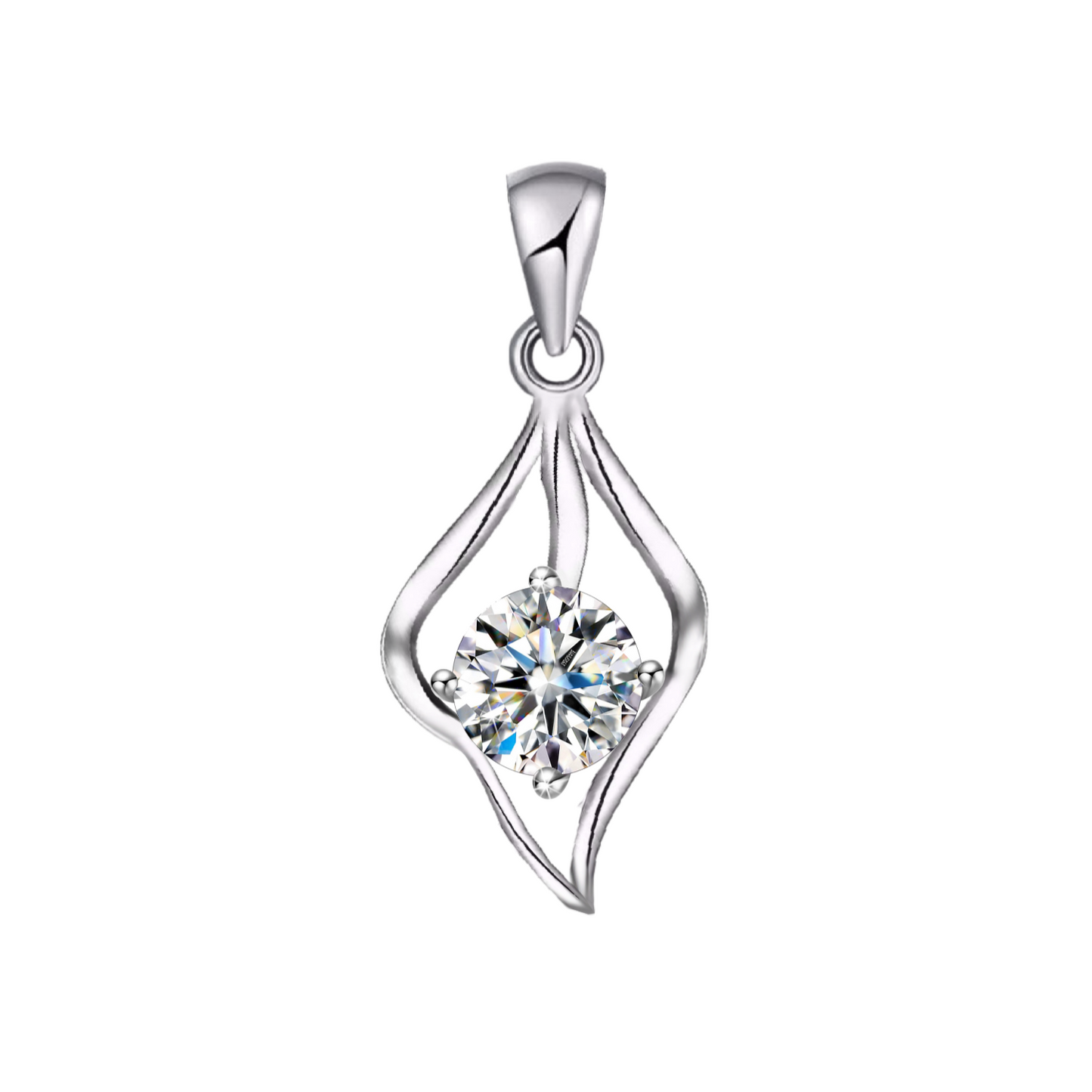Silver Dew Drop Solitaire Pendant in 92.5 Sterling Silver