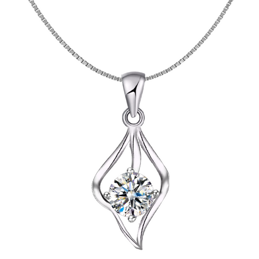 Silver Dew Drop Solitaire Pendant in 92.5 Sterling Silver