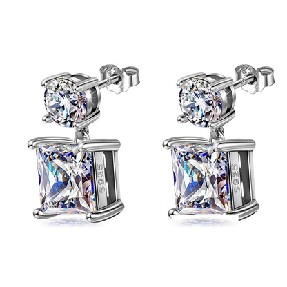 Solitaire Dangle Drop Princess Cut Square Earring embellished with Sparkling Zirconia.