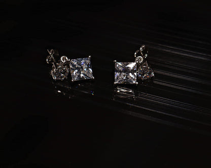 Solitaire Dangle Drop Princess Cut Square Earring embellished with Sparkling Zirconia.