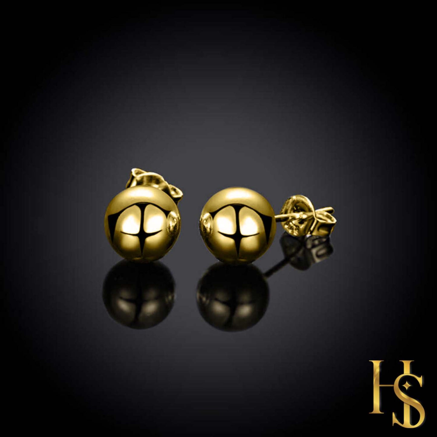 Gold Ball Earrings in Pure 92.5 Sterling Silver - Simple and elegant earrings in 18K Gold finish