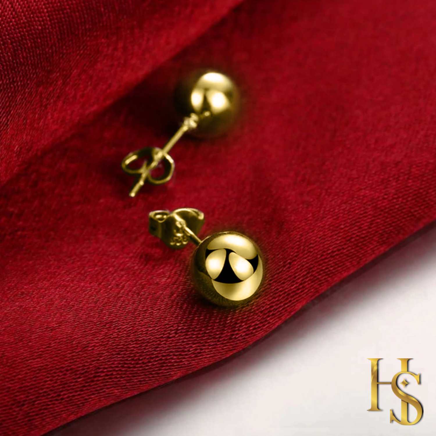 Gold Ball Earrings in Pure 92.5 Sterling Silver - Simple and elegant earrings in 18K Gold finish