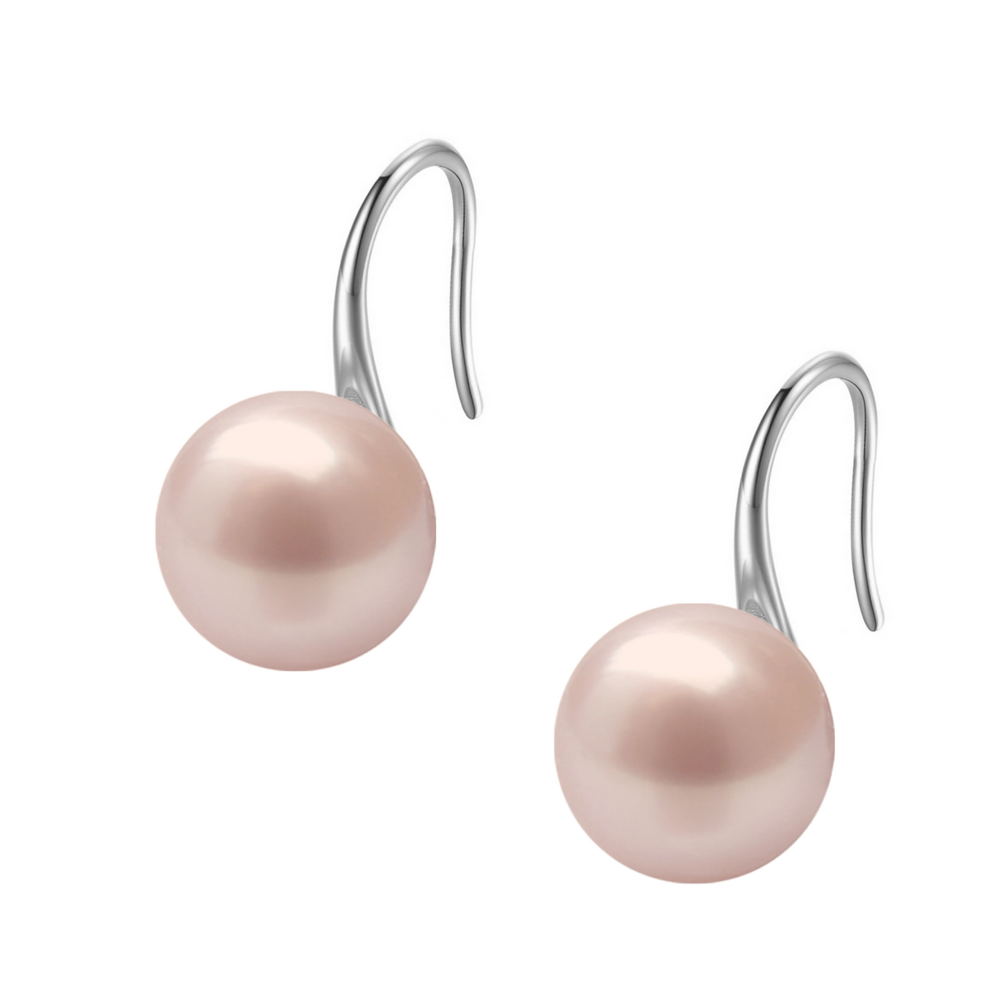 Pearl Pink Stylish Round Earrings in Hook Design